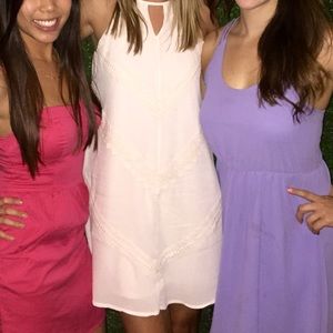 Keyhole front, Lacey detail cream dress